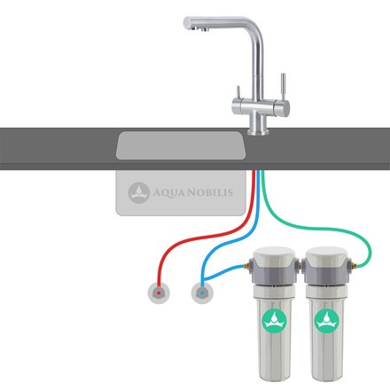 Aqua Nobilis CITO DUO Kalk Anschlussschema mit 3-Wege-Wasserhahn