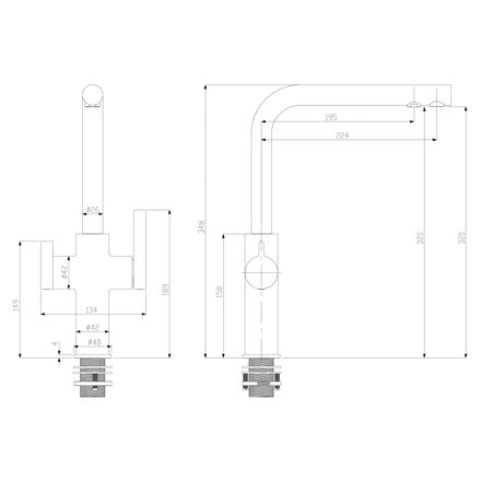 Alvito Paola Neo 3 way tap, black