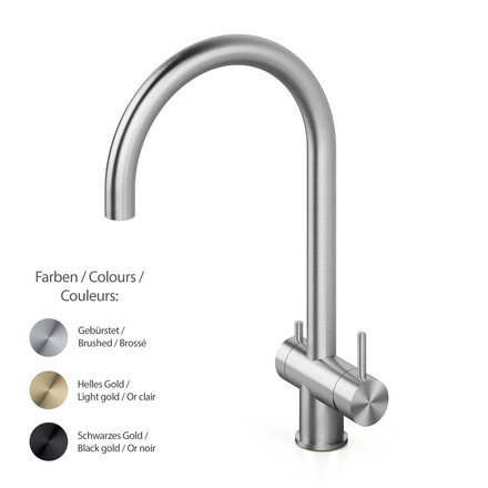 Quadrodesign Idealaqua Inox 385 Edelstahl 3 Wege Wasserhahn