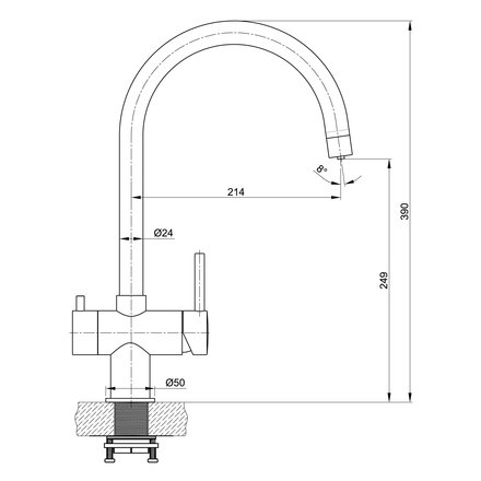 Alvito Furore robinet  3 voies en inox, mat