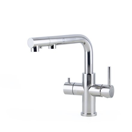 Alvito Calabro stainless steel 3 way tap with pull-out shower, polished