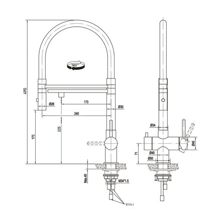 Alvito Levanto robinet  3 voies en inox, brillant