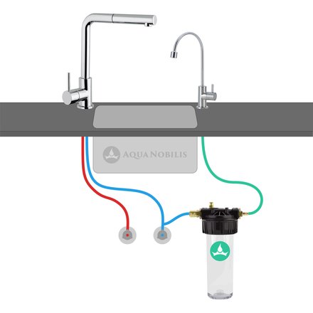 Under the counter water filter Carbonit VARIO-HP Basic connection scheme with a separate tap