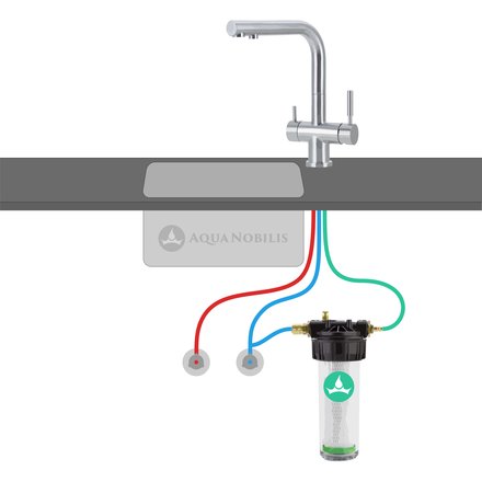 Untertisch Wasserfilter Carbonit VARIO-HP Sparset Anschlussschema mit 3-Wege-Wasserhahn